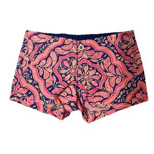 Lilly Pulitzer Kerrie Short 3 Inch Inseam Coral Pink Blue Paisley Print Size 0